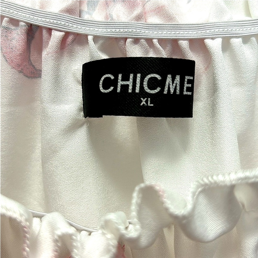 Chic ME sz XL Floral floral Women's flowy lightweight Top blouse- White and Pink - Picture 3 of 4